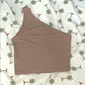 Brown Off the shoulder crop top